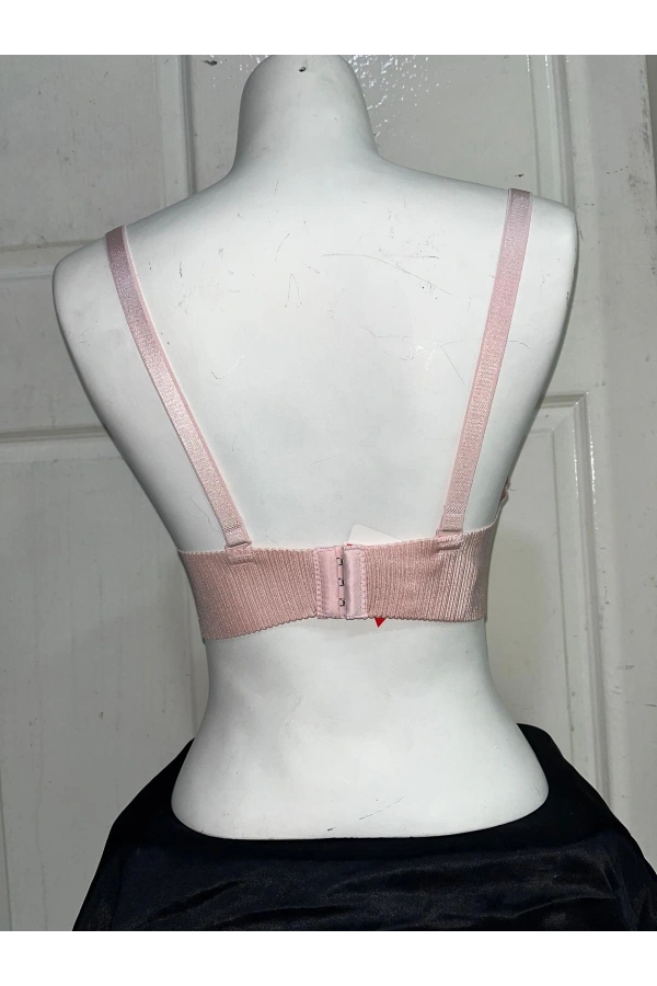 FK DESTEKLİ KENDİNDEN CİZGİ DESENLİ LAZER KESİM SÜTYEN-PEMBE