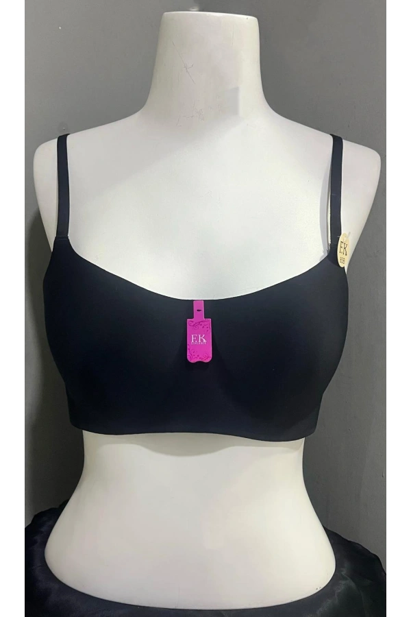F.K Kadın Desteksiz ve Balensiz Lazer Kesim Siyah Sütyen