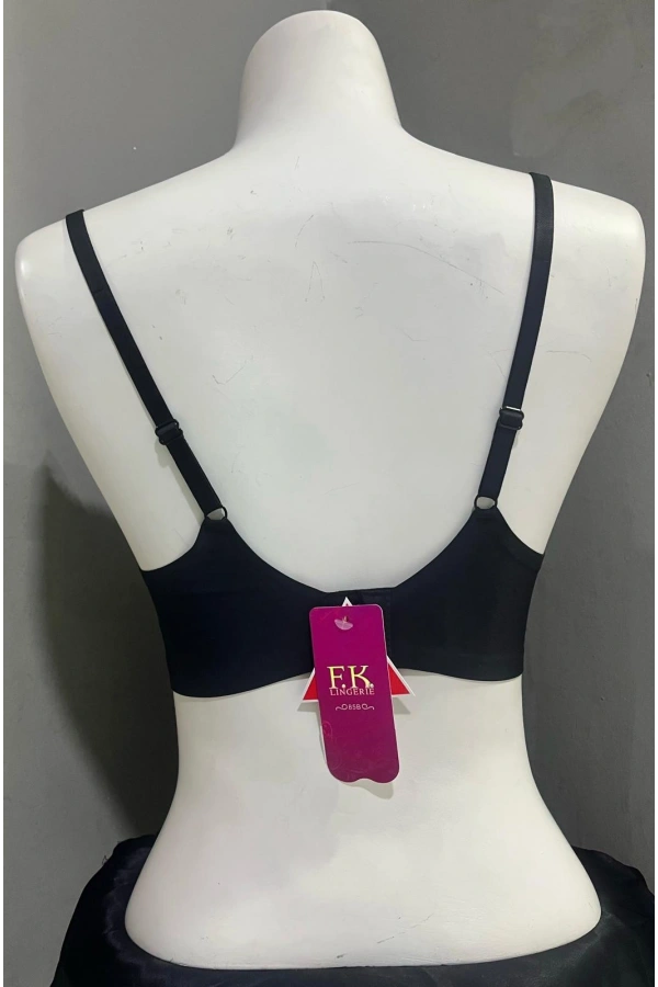 F.K Kadın Desteksiz ve Balensiz Lazer Kesim Siyah Sütyen