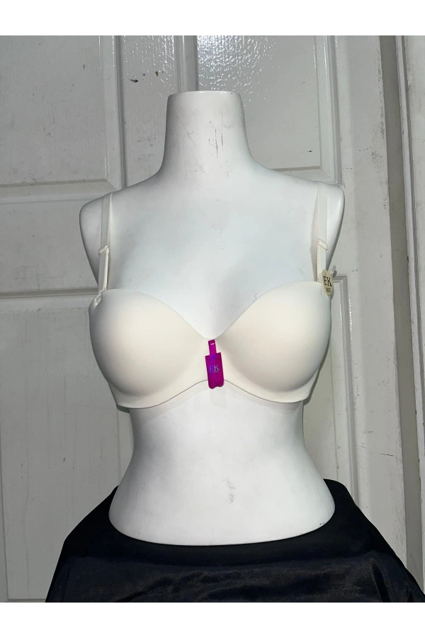 F.K Kadın C Cup Desteksiz ve Balenli Lazer Kesim Ekru Sütyen