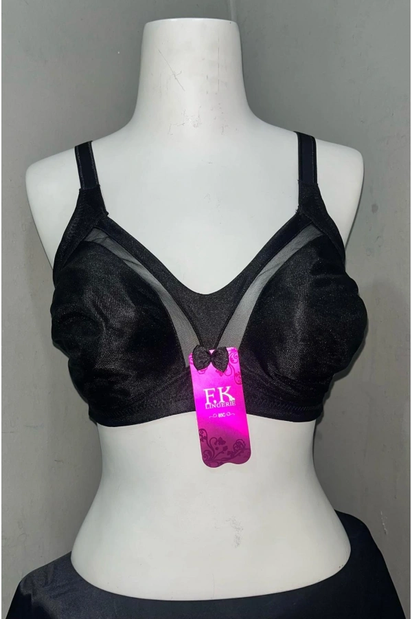 F.K Kadın Tül Detaylı Balensiz Toparlayıcı Siyah Sütyen