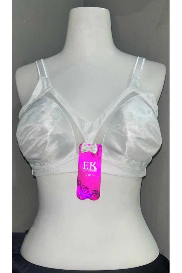 F.K Kadın Tül Detaylı Balensiz Toparlayıcı Beyaz Sütyen