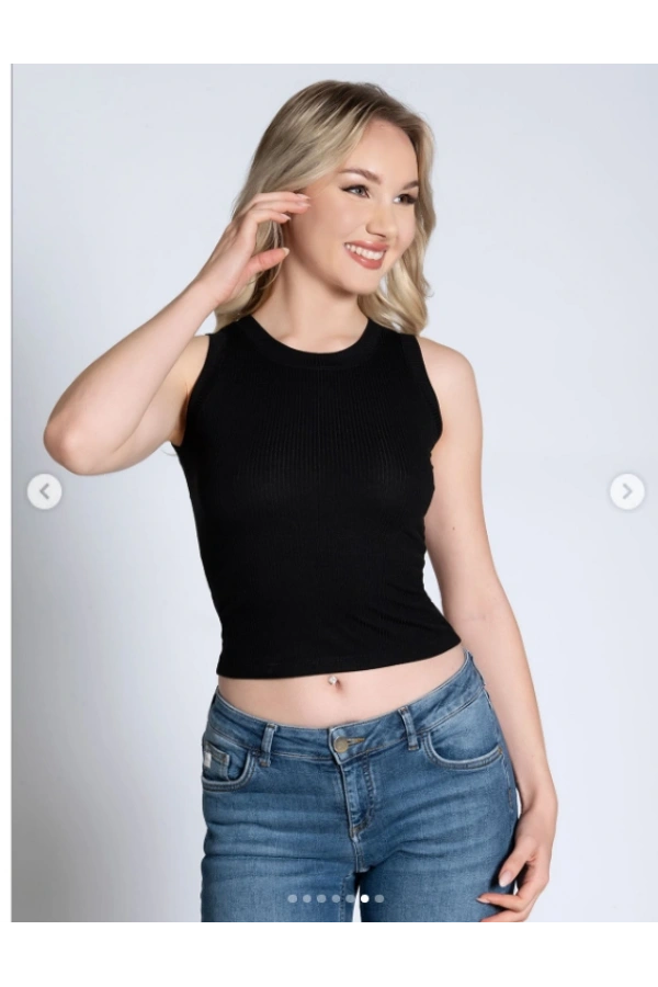 Belinay Kadın Modal Kumaş Fitilli Siyah Atlet