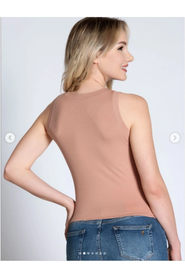 Belinay Kadın Modal Kumaş Fitilli Gül Kahvesi Atlet