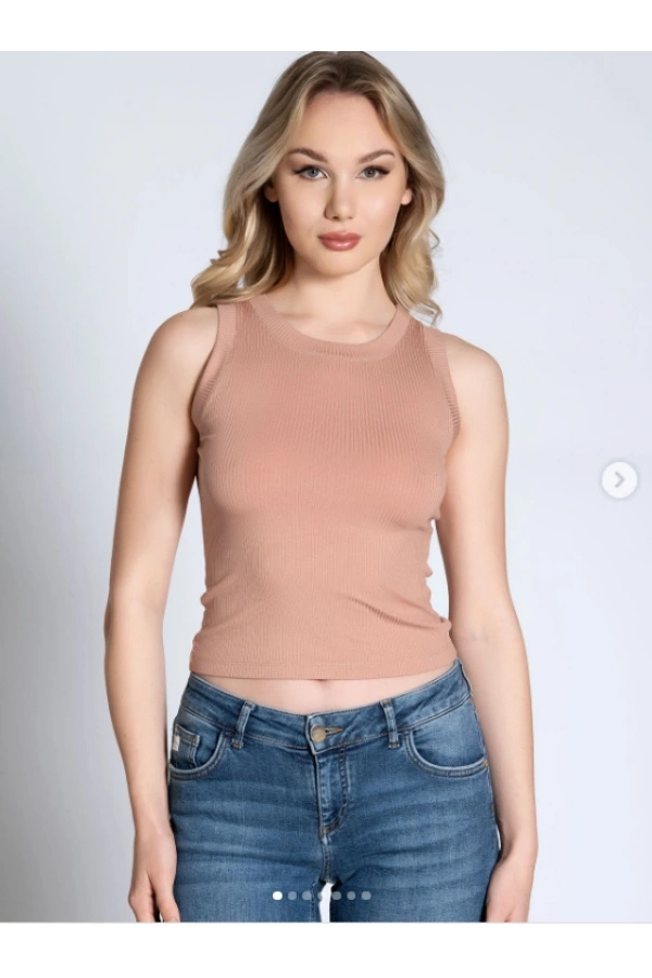 Belinay Kadın Modal Kumaş Fitilli Gül Kahvesi Atlet