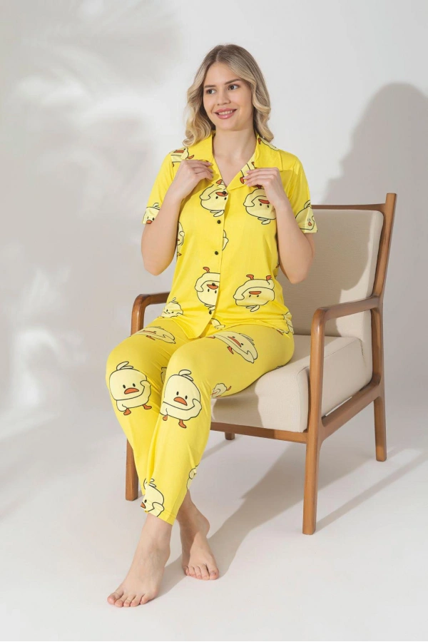 Pijamerry Kısa Kol Milan Kumaş Pijama Takımı