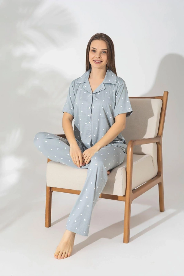 Pijamerry Kısa Kol Milan Kumaş Pijama Takımı