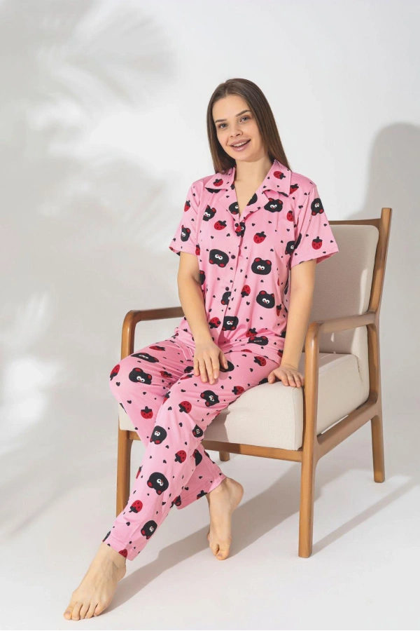Pijamerry Kısa Kol Milan Kumaş Pijama Takımı