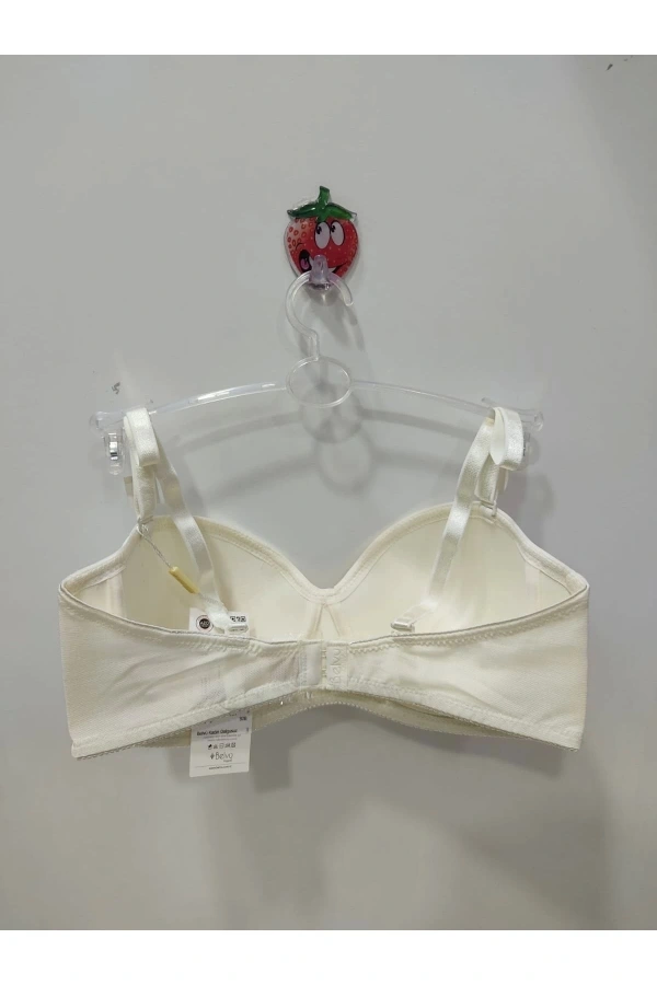 Belvü Mesh Kumaş C Cup İçi Boş Straplez Kadın Ekru Sütyen - 1221