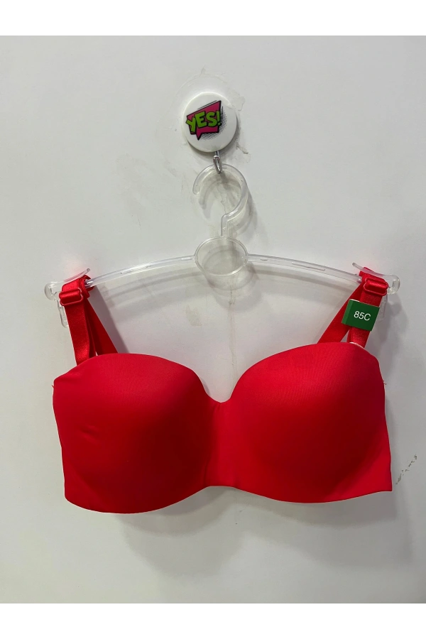 Belvü Kadın C Cup Mikro Dolgusuz Straplez Kırmızı Sütyen