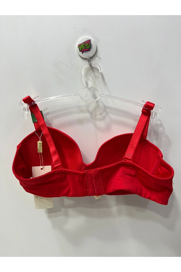 Belvü Kadın C Cup Mikro Dolgusuz Straplez Kırmızı Sütyen