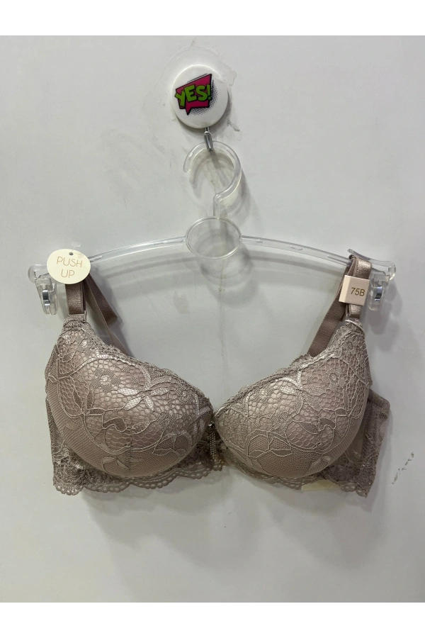 Belvü Kadın Dolgulu Dantel Detaylı Açık Toprak Sütyen