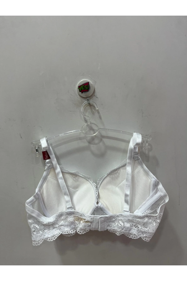 Belvü Kadın Dantel Detaylı Dolgulu Balenli Şık Beyaz Sütyen - 1112