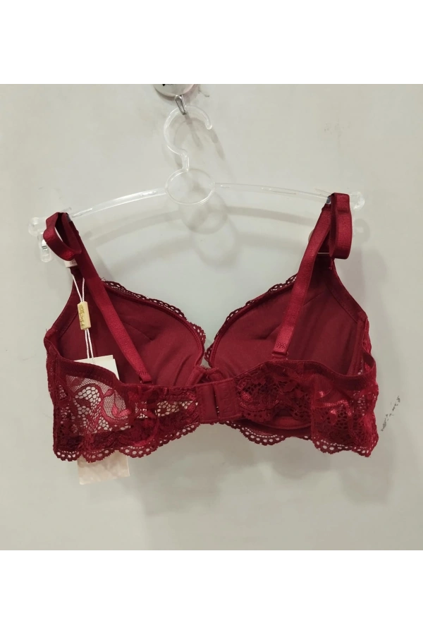 Belvü Kadın Dolgulu Dantel Detaylı Bordo Sütyen - 1112
