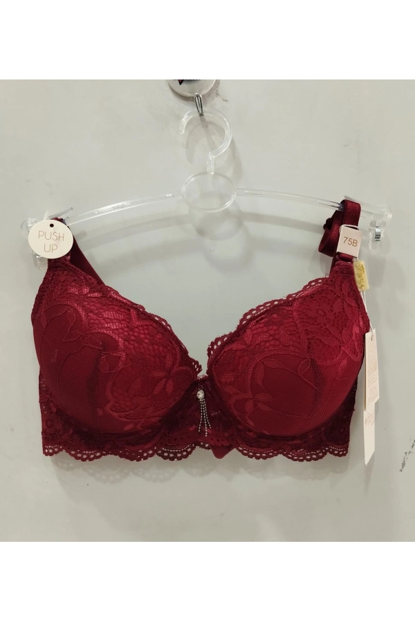 Belvü Kadın Dolgulu Dantel Detaylı Bordo Sütyen - 1112