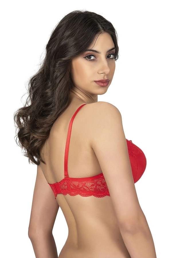 Belvü Dantelli Dolgulu Sütyen 1112- Kırmızı