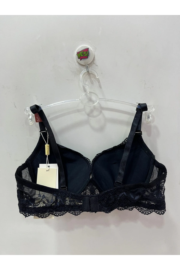 Belvü Kadın Dantel Detaylı Dolgulu Balenli Şık Lacivert Sütyen - 1112