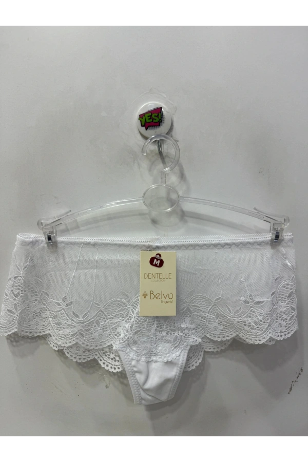Belvü Kadın Dantelli Hipster Beyaz Külot