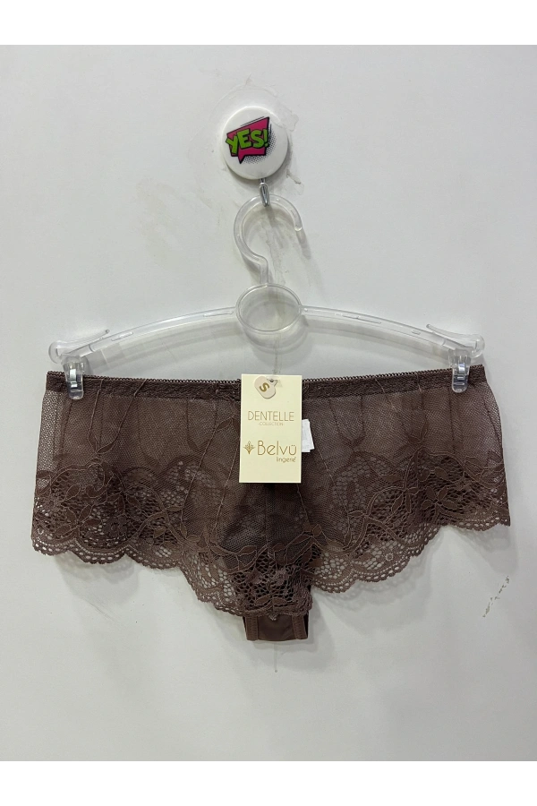 Belvü Kadın Dantelli Hipster Kahverengi Külot