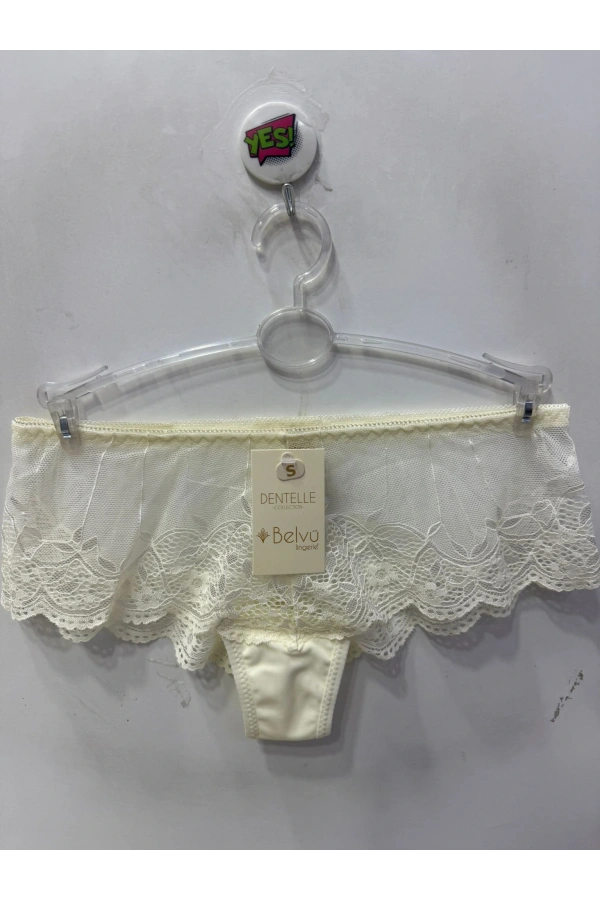 Belvü Kadın Dantelli Hipster Kırık Beyaz Külot