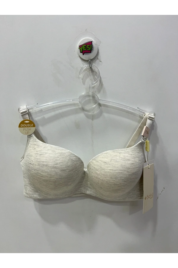 Belvü Kadın Double Destekli Penye Melanj Gri Sütyen