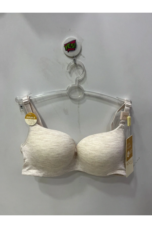 Belvü Kadın Double Destekli Penye Melanj Kum Beji Sütyen