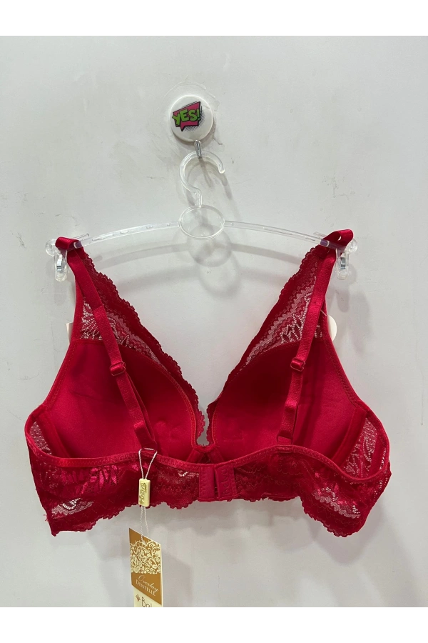 Belvü Dantel Detaylı Dolgusuz Bordo Kadın Sütyen - 1159