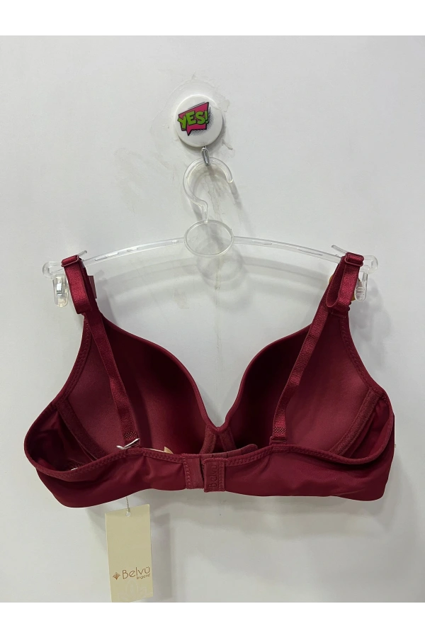 Belvü Kadın Desteksiz Balenli Boş Kap Micro Bordo Sütyen