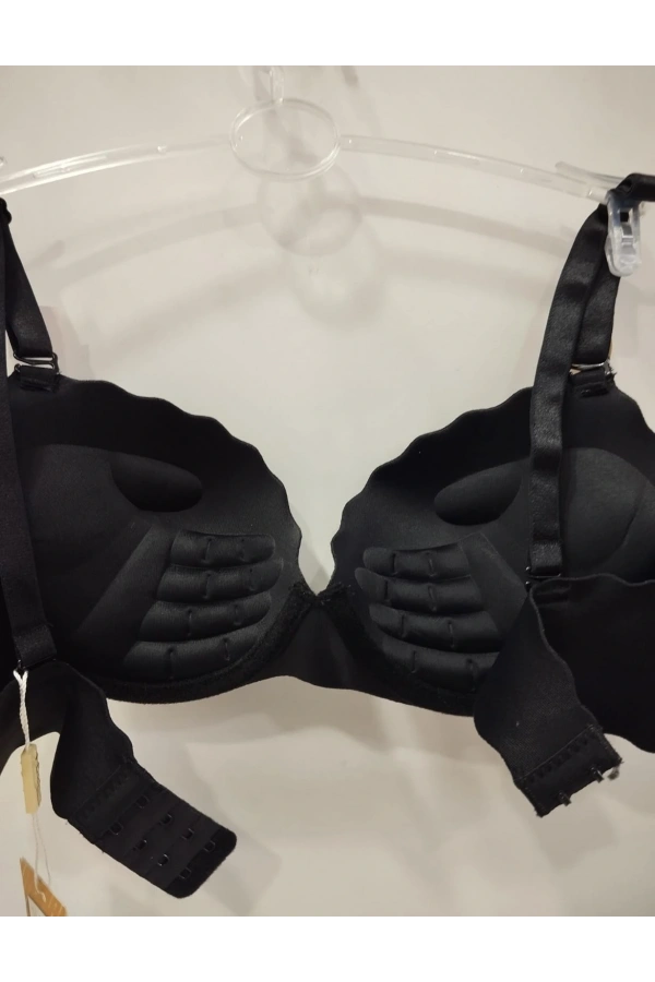 Belvü Kadın Push Up Lazer Kesim El Destekli Siyah Sütyen