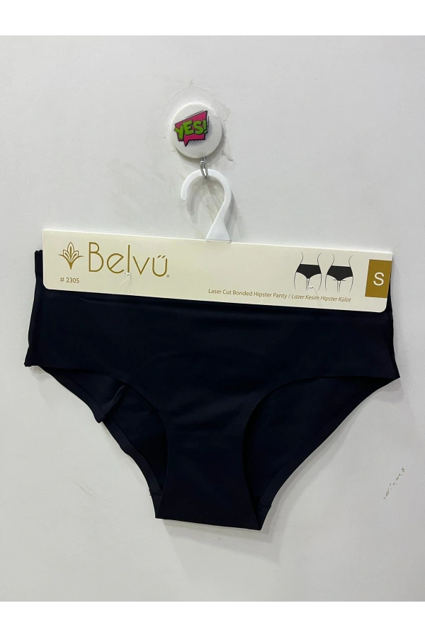 BELVÜ İz Yapmayan Lazer Kesim Hipster Siyah Külot