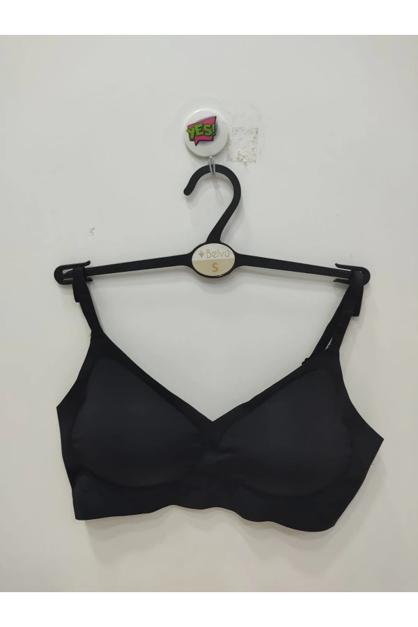 BELVÜ Siyah Lazer Kesim Çıkabilen Pedli Askılı Görünmez Sütyen-SİYAH