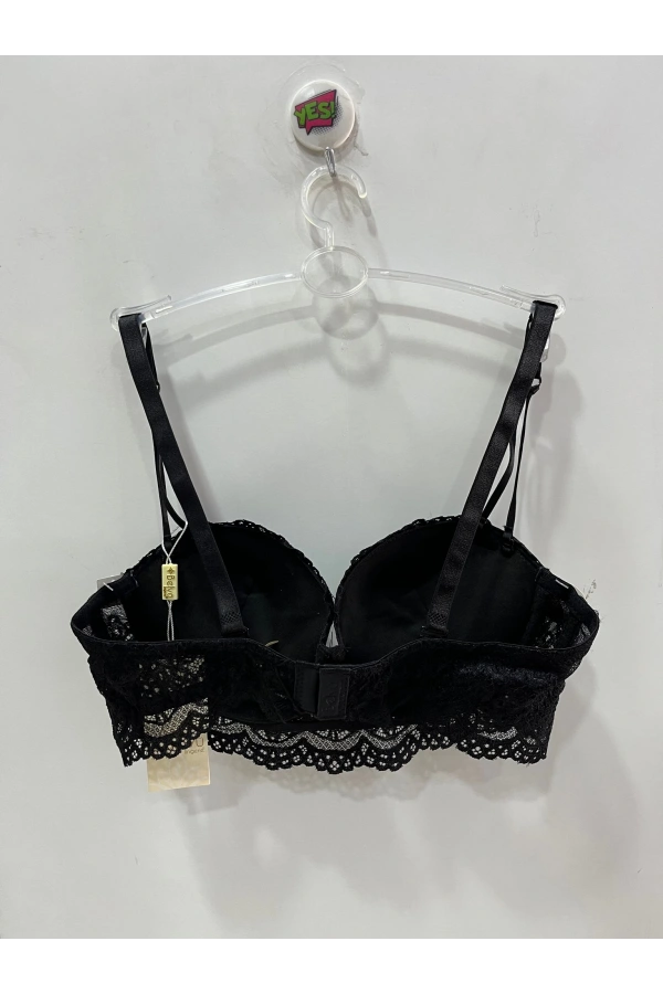 Belvü Straplez Dolgulu Dantel Detaylı Siyah Sütyen - 1171