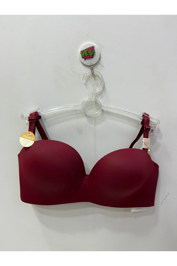 Belvü Kadın Straplez Balensiz Double Dolgulu Bordo Sütyen