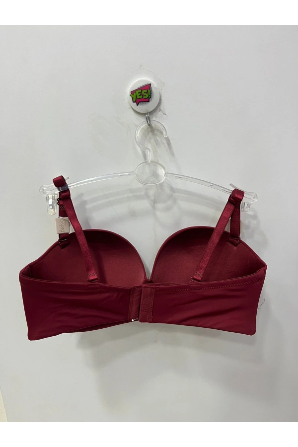 Belvü Kadın Straplez Balensiz Double Dolgulu Bordo Sütyen