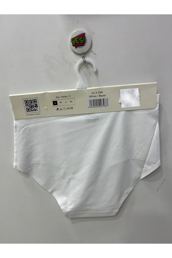 BELVÜ Kadın Yüksek Bel Lazer Kesim Beyaz Külot