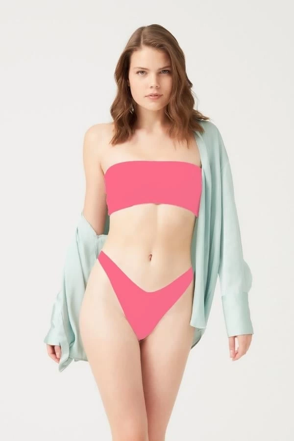 COTONHILL Lazer Kesim Kadın Pembe Brezilya Külot