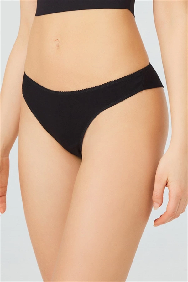Cottonhil Siyah %95 Pamuklu Basic Brezilian Kadın Külot
