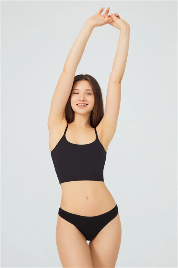 Cottonhil Siyah %95 Pamuklu Basic Brezilian Kadın Külot