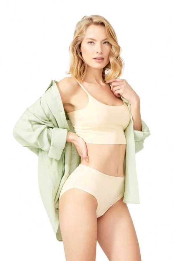 COTTONHİLL Basic Açık Ten Rengi %95 Pamuklu Geniş Kenarlı Külot