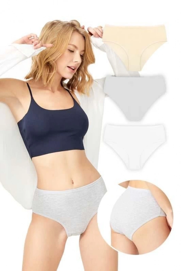 COTTONHİLL Basic Gri Renk %95 Pamuklu Geniş Kenarlı Külot