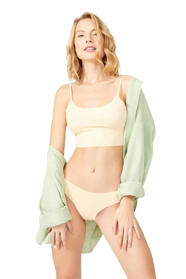 COTTONHİLL Siyah Klasik Basic Lazer Kesim Kadın Bikini Külot-0462-TEN