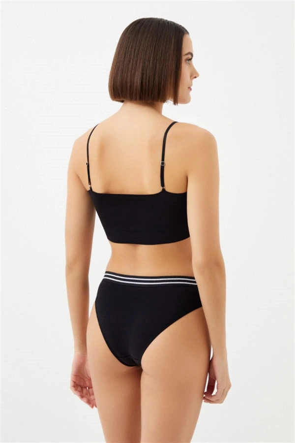 Cottonhill Siyah Renk Spor Kesim %90 Pamuklu Kadın Bikini Külot