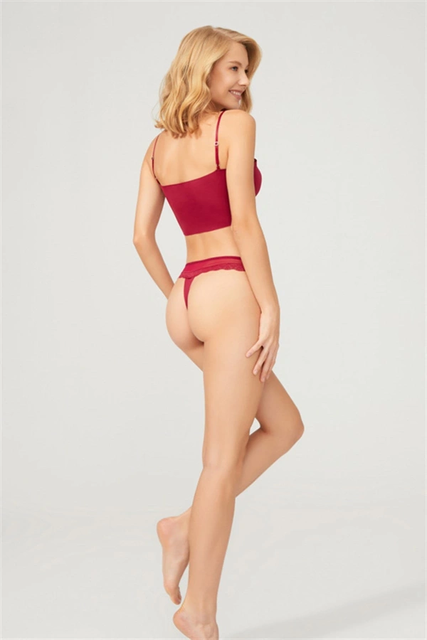 COTTONHİLL Tül ve Dantel Detaylı Tanga  Külot-VİSNE