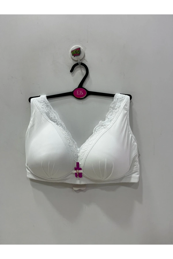 F.K Dantel Detaylı Balensiz Toparlayıcı C Cup Beyaz Sütyen - 780