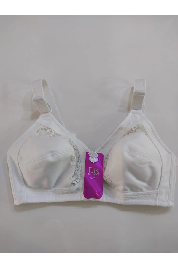 F.K Dantel Detaylı Toparlayıcı Beyaz Sütyen - 1003