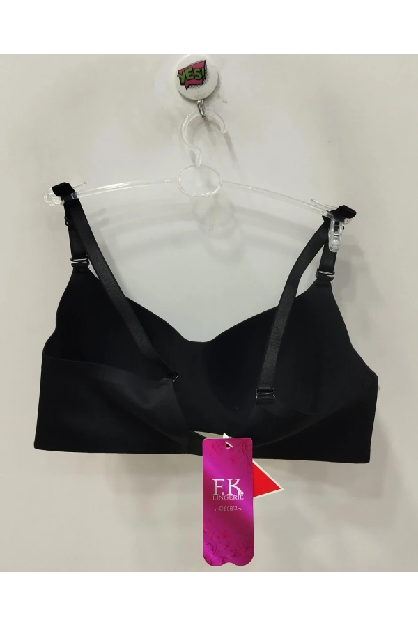 F.K Kadn Desteksiz ve Balensiz Yumuşak Siyah Sütyen