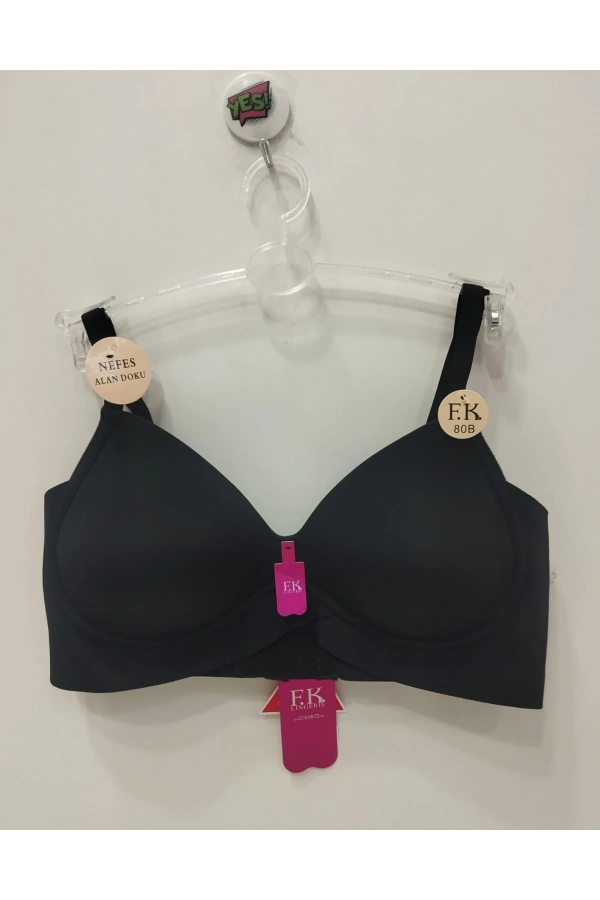 F.K Nefes Alan Kumaş Dolgusuz Lazer Kesim Siyah Sütyen - 508