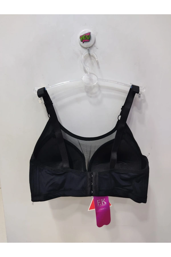 FK FK Önü Dantelli Fitilli Desteksiz ve Balensiz Sütyen-Siyah