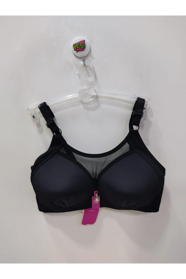 FK FK Önü Dantelli Fitilli Desteksiz ve Balensiz Sütyen-Siyah