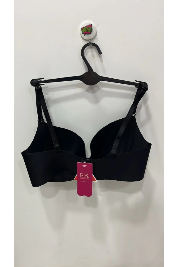F.K Lazer Kesim Dolgusuz C Cup Siyah Sütyen - 505